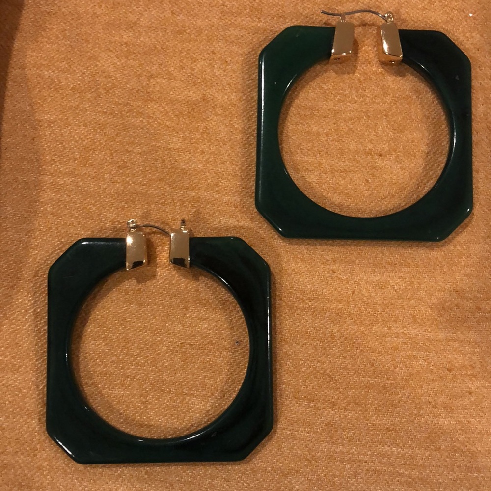 Large Square Earrings for Sale - Color: Forest Green